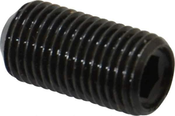 Made in USA - 3/8-24 UNF, 3/4" Length Under Head, Cup Point Set Screw - Grade 8 Alloy Steel, 3/16" Key - Industrial Tool & Supply