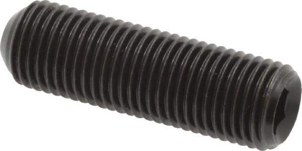 Made in USA - 3/8-24 UNF, 1-1/4" Length Under Head, Cup Point Set Screw - Grade 8 Alloy Steel, 3/16" Key - Industrial Tool & Supply