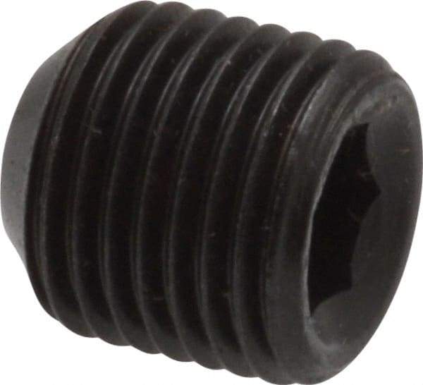 Made in USA - 1/2-20 UNF, 1/2" Length Under Head, Cup Point Set Screw - Grade 8 Alloy Steel, 1/4" Key - Industrial Tool & Supply