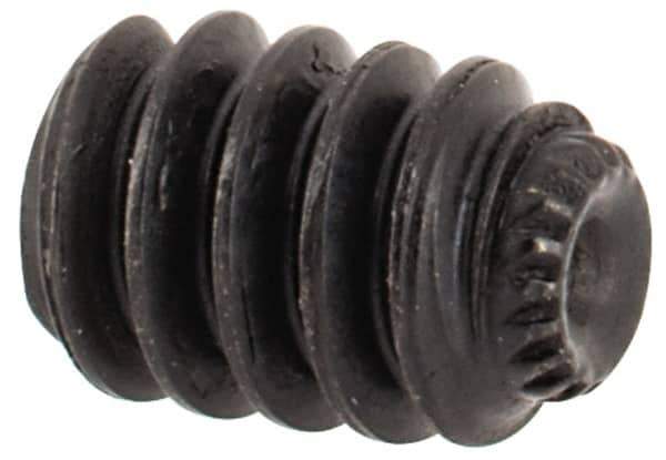 Made in USA - #6-32 UNC, 3/16" Length Under Head, Knurled Cup Point Set Screw - Grade 8 Alloy Steel, 1/16" Key - Industrial Tool & Supply
