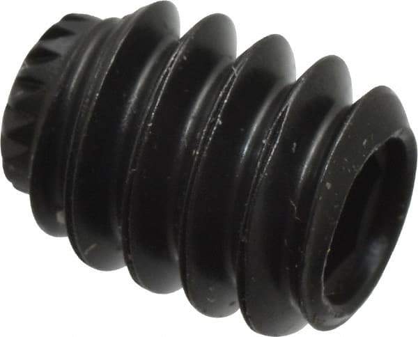 Made in USA - #10-24 UNC, 1/4" Length Under Head, Knurled Cup Point Set Screw - Grade 8 Alloy Steel, 3/32" Key - Industrial Tool & Supply