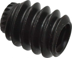 Made in USA - #10-24 UNC, 1/4" Length Under Head, Knurled Cup Point Set Screw - Grade 8 Alloy Steel, 3/32" Key - Industrial Tool & Supply