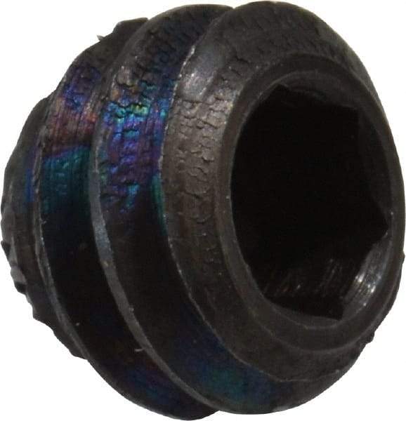 Made in USA - 1/4-20 UNC, 3/16" Length Under Head, Knurled Cup Point Set Screw - Grade 8 Alloy Steel, 1/8" Key - Industrial Tool & Supply