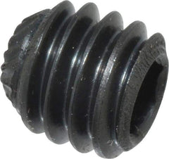 Made in USA - 5/16-18 UNC, 5/16" Length Under Head, Knurled Cup Point Set Screw - Grade 8 Alloy Steel, 5/32" Key - Industrial Tool & Supply