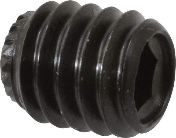 Made in USA - 5/16-18 UNC, 3/8" Length Under Head, Knurled Cup Point Set Screw - Grade 8 Alloy Steel, 5/32" Key - Industrial Tool & Supply