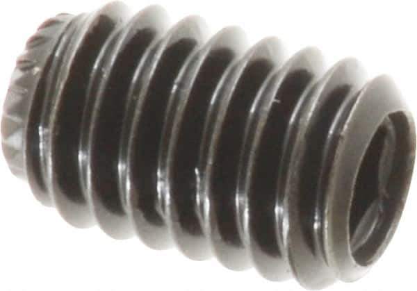 Made in USA - 5/16-18 UNC, 1/2" Length Under Head, Knurled Cup Point Set Screw - Grade 8 Alloy Steel, 5/32" Key - Industrial Tool & Supply