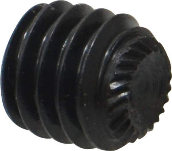 Made in USA - 3/8-18 UNC, 3/8" Length Under Head, Knurled Cup Point Set Screw - Grade 8 Alloy Steel, 3/16" Key - Industrial Tool & Supply