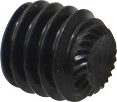 Made in USA - 3/8-18 UNC, 3/8" Length Under Head, Knurled Cup Point Set Screw - Grade 8 Alloy Steel, 3/16" Key - Industrial Tool & Supply
