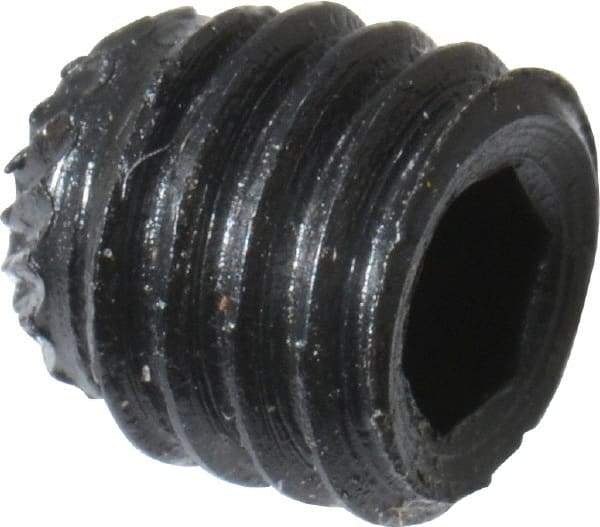 Made in USA - #10-32 UNF, 3/16" Length Under Head, Knurled Cup Point Set Screw - Grade 8 Alloy Steel, 3/32" Key - Industrial Tool & Supply