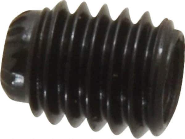 Made in USA - #10-32 UNF, 1/4" Length Under Head, Knurled Cup Point Set Screw - Grade 8 Alloy Steel, 3/32" Key - Industrial Tool & Supply