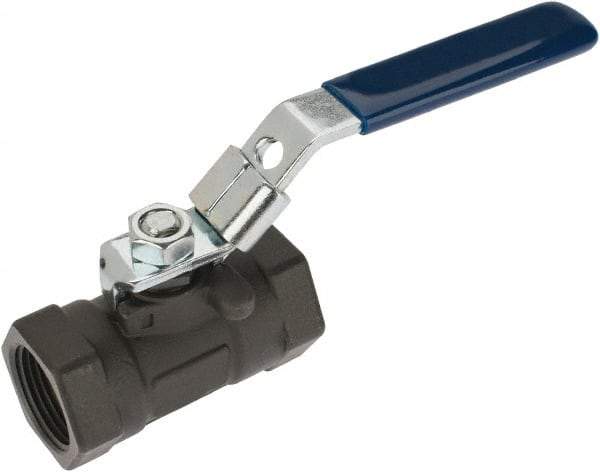 NIBCO - 1" Pipe, Reduced Port, Carbon Steel Standard Ball Valve - 1 Piece, Inline - One Way Flow, FNPT x FNPT Ends, Locking Lever Handle, 2,000 WOG - Industrial Tool & Supply