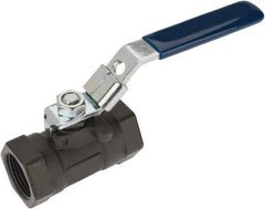 NIBCO - 1" Pipe, Reduced Port, Carbon Steel Standard Ball Valve - 1 Piece, Inline - One Way Flow, FNPT x FNPT Ends, Locking Lever Handle, 2,000 WOG - Industrial Tool & Supply