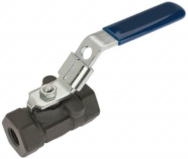 NIBCO - 1/4" Pipe, Reduced Port, Carbon Steel Standard Ball Valve - 1 Piece, Inline - One Way Flow, FNPT x FNPT Ends, Locking Lever Handle, 2,000 WOG - Industrial Tool & Supply