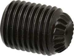 Made in USA - 3/8-24 UNF, 1/2" Length Under Head, Knurled Cup Point Set Screw - Grade 8 Alloy Steel, 3/16" Key - Industrial Tool & Supply