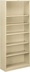 Hon - 6 Shelf, 81-1/8" High x 34-1/2" Wide Bookcase - 12-5/8" Deep, Steel, Putty - Industrial Tool & Supply