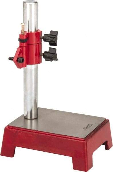 SPI - Cast Iron (Base), Rectangular Base, Comparator Gage Stand - 8" High, 5-1/2" Base Length x 4-11/32" Base Width x 2" Base Height, Includes Holder - Industrial Tool & Supply