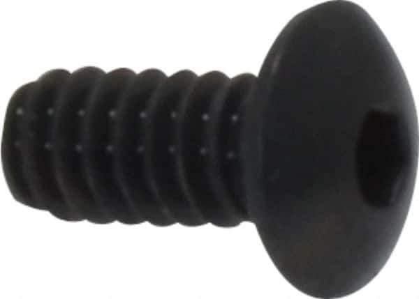 Made in USA - #4-40 UNC Hex Socket Drive, Button Screw - Alloy Steel, Black Oxide Finish, Fully Threaded, 1/4" Length Under Head - Industrial Tool & Supply