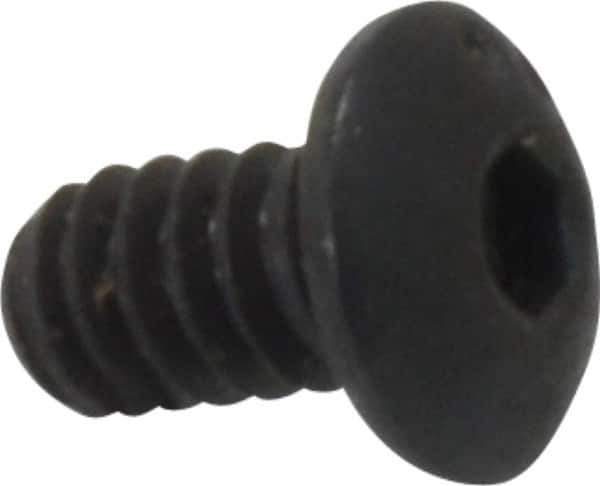 Made in USA - #6-32 UNC Hex Socket Drive, Button Screw - Alloy Steel, Black Oxide Finish, Fully Threaded, 1/4" Length Under Head - Industrial Tool & Supply