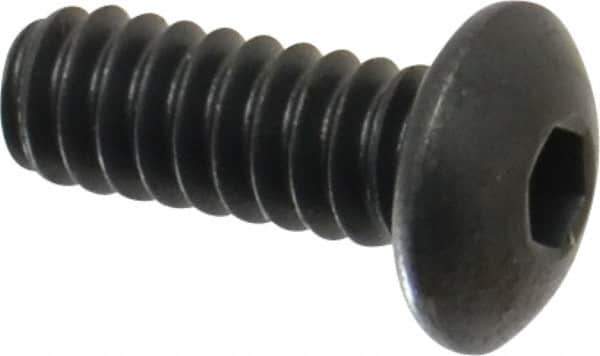 Made in USA - #6-32 UNC Hex Socket Drive, Button Screw - Alloy Steel, Black Oxide Finish, Fully Threaded, 3/8" Length Under Head - Industrial Tool & Supply