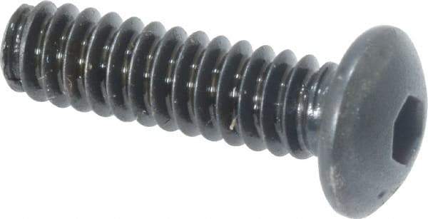 Made in USA - #6-32 UNC Hex Socket Drive, Button Screw - Alloy Steel, Black Oxide Finish, Fully Threaded, 1/2" Length Under Head - Industrial Tool & Supply