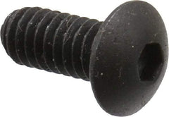Made in USA - #8-32 UNC Hex Socket Drive, Button Screw - Alloy Steel, Black Oxide Finish, Fully Threaded, 3/8" Length Under Head - Industrial Tool & Supply