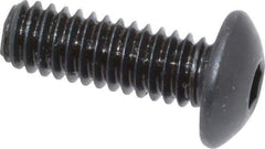 Made in USA - #8-32 UNC Hex Socket Drive, Button Screw - Alloy Steel, Black Oxide Finish, Fully Threaded, 1/2" Length Under Head - Industrial Tool & Supply