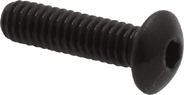 Made in USA - #8-32 UNC Hex Socket Drive, Button Screw - Alloy Steel, Black Oxide Finish, Fully Threaded, 5/8" Length Under Head - Industrial Tool & Supply