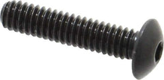 Made in USA - #8-32 UNC Hex Socket Drive, Button Screw - Alloy Steel, Black Oxide Finish, Fully Threaded, 3/4" Length Under Head - Industrial Tool & Supply