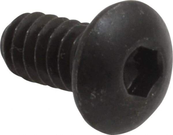 Made in USA - #10-24 UNC Hex Socket Drive, Button Screw - Alloy Steel, Black Oxide Finish, Fully Threaded, 3/8" Length Under Head - Industrial Tool & Supply