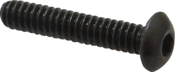 Made in USA - #10-24 UNC Hex Socket Drive, Button Screw - Alloy Steel, Black Oxide Finish, Fully Threaded, 1" Length Under Head - Industrial Tool & Supply