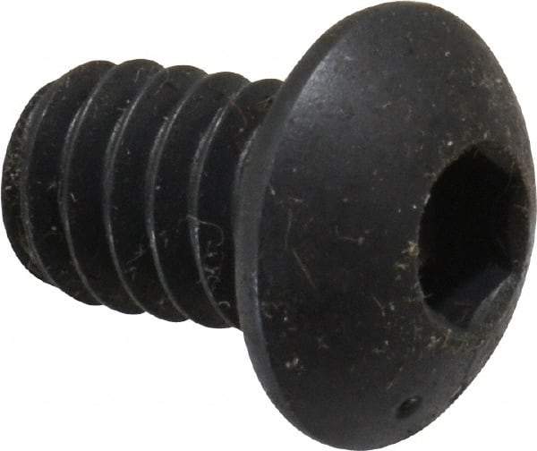 Made in USA - 1/4-20 UNC Hex Socket Drive, Button Screw - Alloy Steel, Black Oxide Finish, Fully Threaded, 3/8" Length Under Head - Industrial Tool & Supply