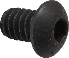 Made in USA - 1/4-20 UNC Hex Socket Drive, Button Screw - Alloy Steel, Black Oxide Finish, Fully Threaded, 3/8" Length Under Head - Industrial Tool & Supply