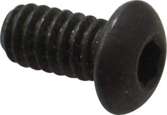 Made in USA - 1/4-20 UNC Hex Socket Drive, Button Screw - Alloy Steel, Black Oxide Finish, Fully Threaded, 1/2" Length Under Head - Industrial Tool & Supply