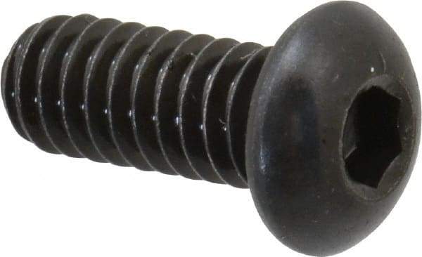 Made in USA - 1/4-20 UNC Hex Socket Drive, Button Screw - Alloy Steel, Black Oxide Finish, Fully Threaded, 5/8" Length Under Head - Industrial Tool & Supply