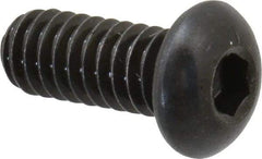 Made in USA - 1/4-20 UNC Hex Socket Drive, Button Screw - Alloy Steel, Black Oxide Finish, Fully Threaded, 5/8" Length Under Head - Industrial Tool & Supply