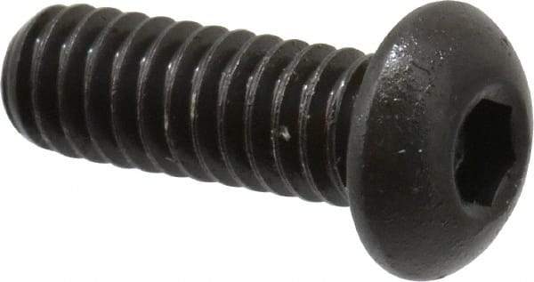Made in USA - 1/4-20 UNC Hex Socket Drive, Button Screw - Alloy Steel, Black Oxide Finish, Fully Threaded, 3/4" Length Under Head - Industrial Tool & Supply