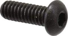 Made in USA - 1/4-20 UNC Hex Socket Drive, Button Screw - Alloy Steel, Black Oxide Finish, Fully Threaded, 3/4" Length Under Head - Industrial Tool & Supply