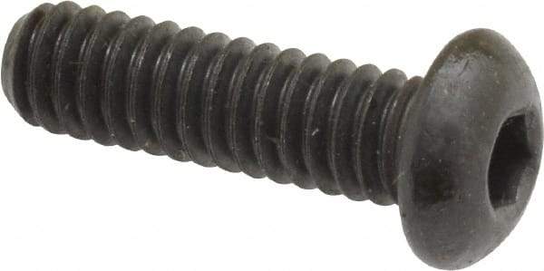 Made in USA - 1/4-20 UNC Hex Socket Drive, Button Screw - Alloy Steel, Black Oxide Finish, Fully Threaded, 7/8" Length Under Head - Industrial Tool & Supply