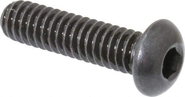 Made in USA - 1/4-20 UNC Hex Socket Drive, Button Screw - Alloy Steel, Black Oxide Finish, Fully Threaded, 1" Length Under Head - Industrial Tool & Supply