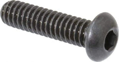 Made in USA - 1/4-20 UNC Hex Socket Drive, Button Screw - Alloy Steel, Black Oxide Finish, Fully Threaded, 1" Length Under Head - Industrial Tool & Supply