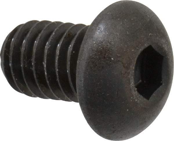 Made in USA - 5/16-18 UNC Hex Socket Drive, Button Screw - Alloy Steel, Black Oxide Finish, Fully Threaded, 1/2" Length Under Head - Industrial Tool & Supply