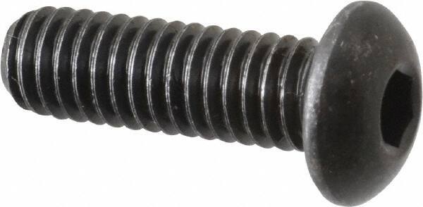 Made in USA - 5/16-18 UNC Hex Socket Drive, Button Screw - Alloy Steel, Black Oxide Finish, Fully Threaded, 1" Length Under Head - Industrial Tool & Supply