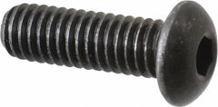 Made in USA - 5/16-18 UNC Hex Socket Drive, Button Screw - Alloy Steel, Black Oxide Finish, Fully Threaded, 1" Length Under Head - Industrial Tool & Supply