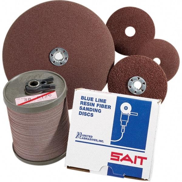 Sait - 7" Diam 7/8" Hole 60 Grit Fiber Disc - Medium Grade, Aluminum Oxide, 8,500 Max RPM, Series 2A - Industrial Tool & Supply