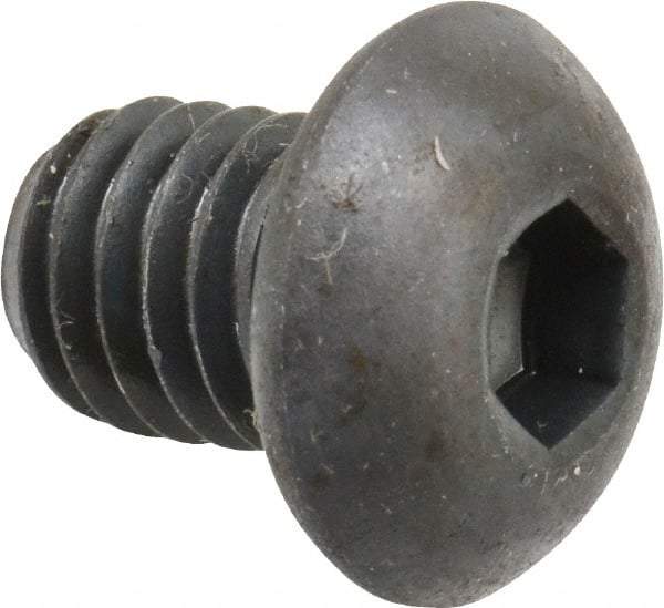 Made in USA - 3/8-16 UNC Hex Socket Drive, Button Screw - Alloy Steel, Black Oxide Finish, Fully Threaded, 1/2" Length Under Head - Industrial Tool & Supply