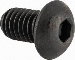 Made in USA - 3/8-16 UNC Hex Socket Drive, Button Screw - Alloy Steel, Black Oxide Finish, Fully Threaded, 5/8" Length Under Head - Industrial Tool & Supply