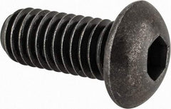Made in USA - 3/8-16 UNC Hex Socket Drive, Button Screw - Alloy Steel, Black Oxide Finish, Fully Threaded, 7/8" Length Under Head - Industrial Tool & Supply
