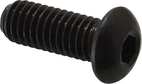 Made in USA - 3/8-16 UNC Hex Socket Drive, Button Screw - Alloy Steel, Black Oxide Finish, Fully Threaded, 1" Length Under Head - Industrial Tool & Supply