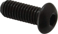 Made in USA - 3/8-16 UNC Hex Socket Drive, Button Screw - Alloy Steel, Black Oxide Finish, Fully Threaded, 1" Length Under Head - Industrial Tool & Supply