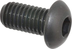Made in USA - 1/2-13 UNC Hex Socket Drive, Button Screw - Alloy Steel, Black Oxide Finish, Fully Threaded, 1" Length Under Head - Industrial Tool & Supply